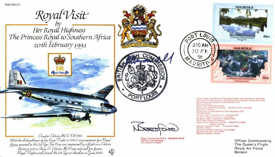 Royal Visit by Princess Royal to Southern Africa cover. Signed 