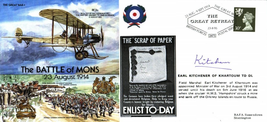 Battle Of Mons Cover Signed Earl Kitchener