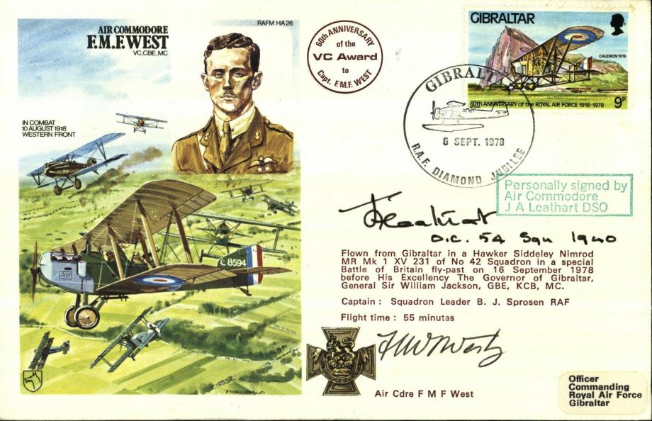 AC F.M.F West VC cover Sgd F M West and the BoB pilot J A Leathart