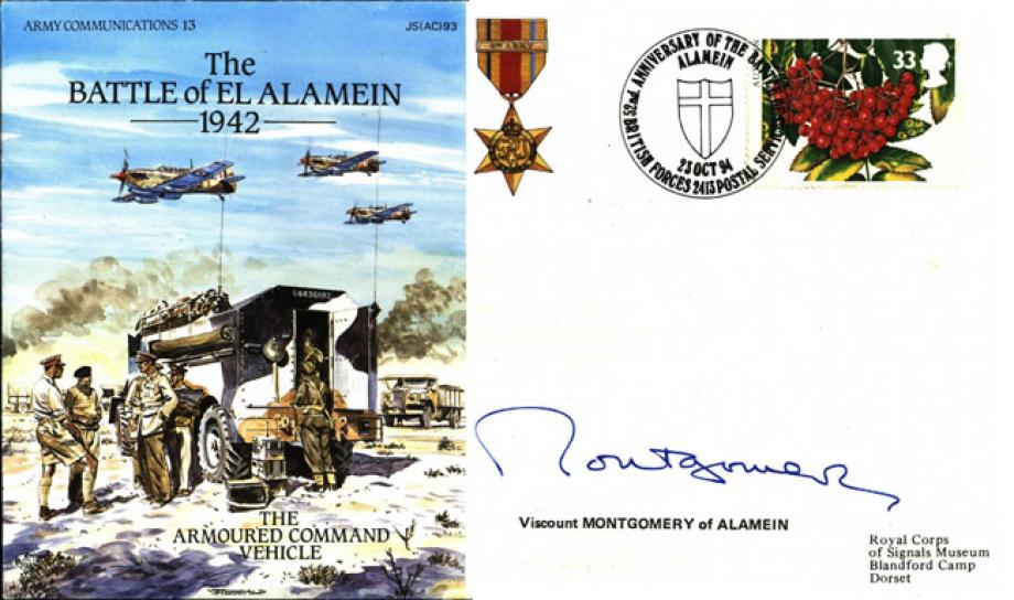 Battle of El Alamein cover Signed by Montgomerys son