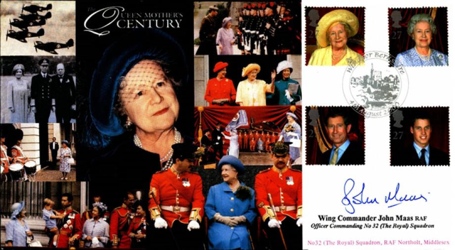 Queen Mothers Century cover 2000 Sgd J Maas OC 32 Sq