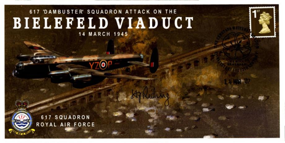 Dambusters 617 Squadron Cover Signed H Riding Bielefeld Viaduct