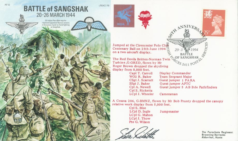 Battle of Sangshak cover Signed S Ricketts