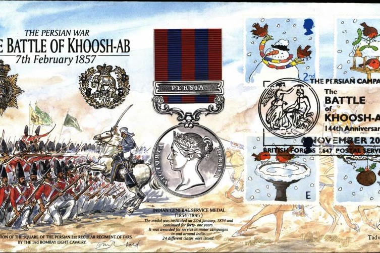 Battle of Khoosh-AB cover Indian General Service Medal 1857