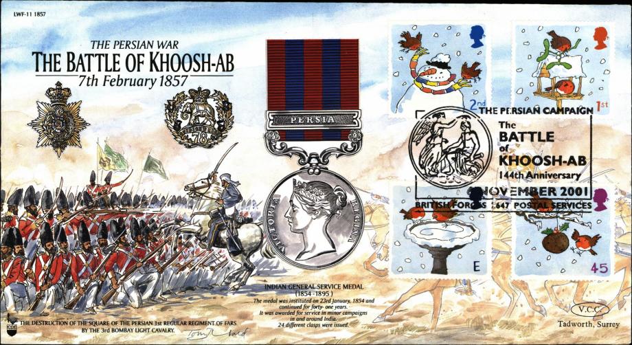 Battle of Khoosh-AB cover Indian General Service Medal 1857