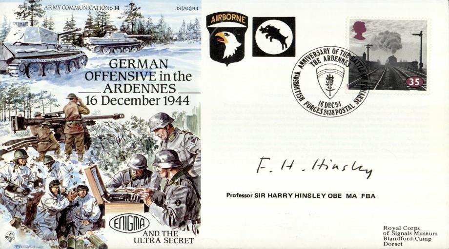 German Offensive in the Ardennes cover Signed Sir H Hinsley