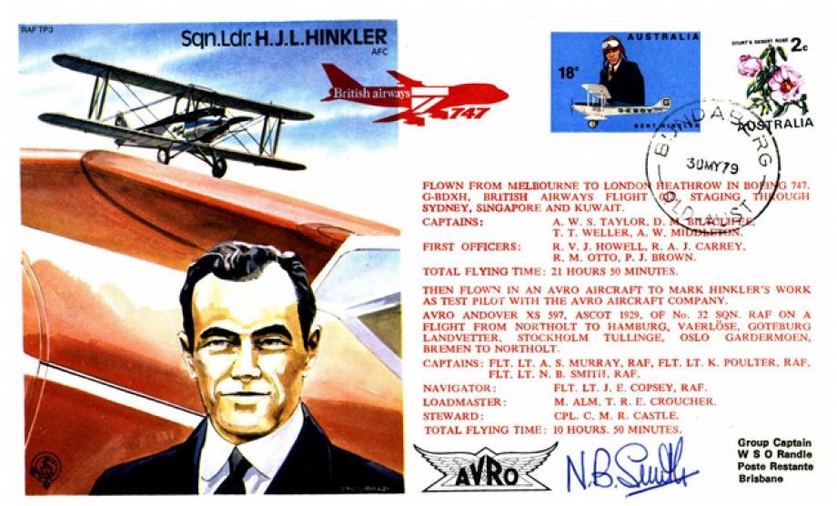 H J L Hinkler the Test Pilot cover Sgd N B Smith