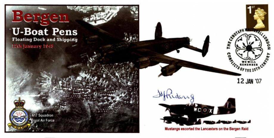 Dambusters 617 Squadron Cover Signed Harold Riding Bergen 