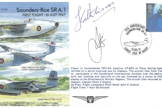 Saunders-Roe SR A/1 cover Signed Sissons and Alford