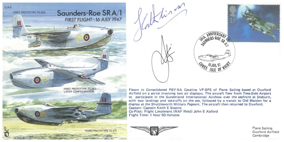 Saunders-Roe SR A/1 cover Signed Sissons and Alford