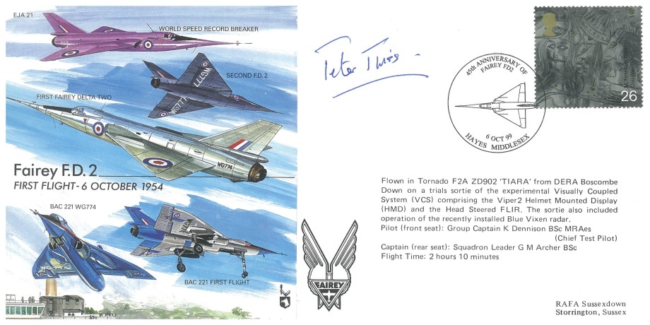 Fairey FD2 Cover Signed Test Pilot Peter Twiss
