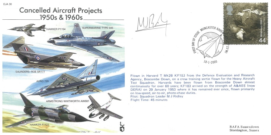 Cancelled Aircraft Projects cover Signed pilot L M J Ridley