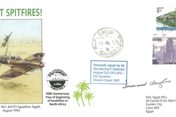 Desert Spitfires Cover Signed By F D Hughes oO 600 Squadron In 1943 And Was Also A BoB Pilot 