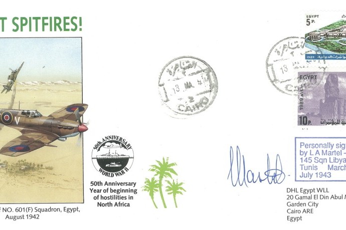 Desert Spitfires Cover Signed L A Martel A Polish Pilot Of 145 Squadron And BoB Pilot Of 603 Squadron