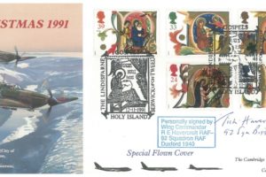 Christmas 1991 FDC Signed  R E  Tich  Havercroft A Spitfire BoB Pilot At RAF Duxford With 92 Squadron