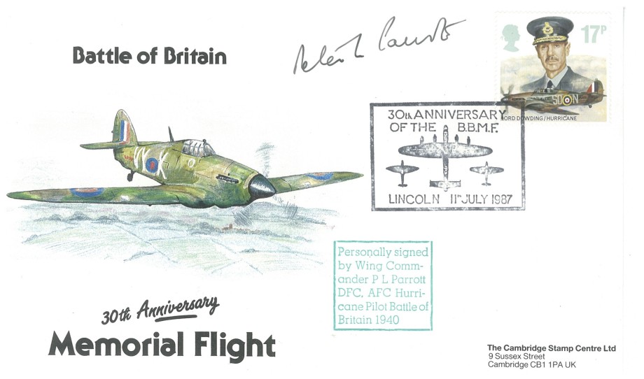 Battle of Britain Cover Signed By BoB Pilot P L Parrott Of 145 Sq And 605 Sq