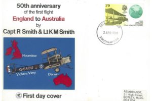 England to Australia Flight Anniversary cover