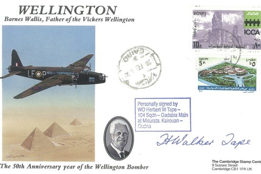 Vickers Wellington cover Sgd H W Tape of 104 Sq