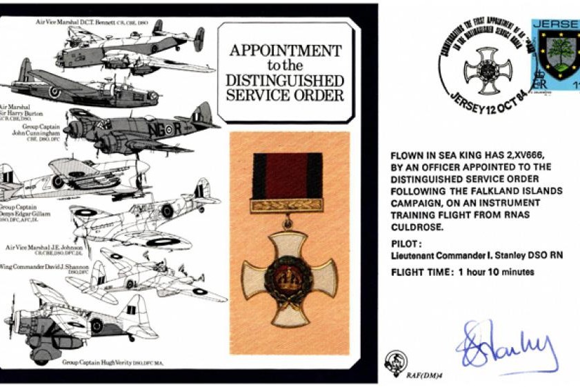 Distinguished Service Order cover Pilot signed by I Stanley