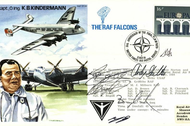 K B Kindermann the Test Pilot cover Sgd RAF Falcons members