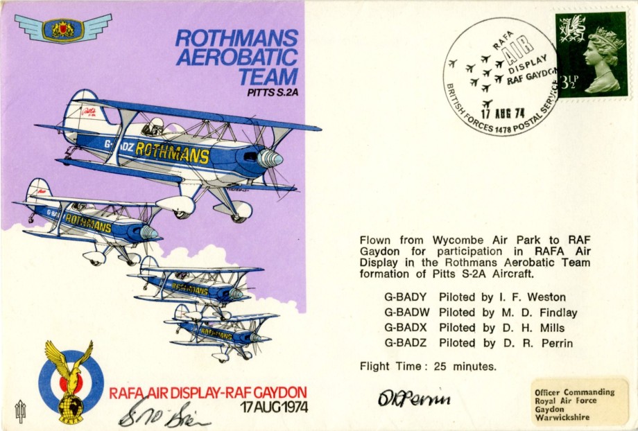 Rothmans Aerobatic Team cover Sgd D R Perrin