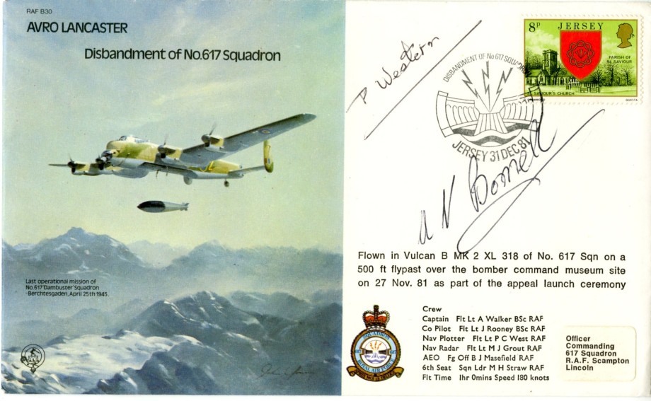 Avro Lancaster cover  617 Squadron 2 unknown signatures