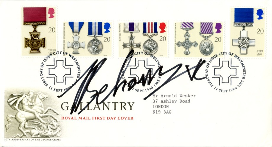 Gallantry First Day Cover 11.9.1990 Signed J G Beharry VC