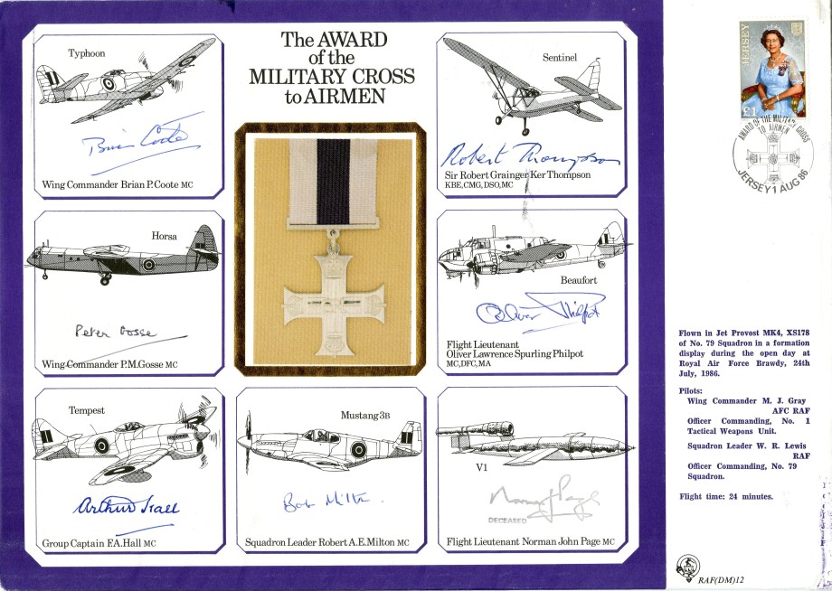 Military Cross to Airmen, Large signed cover