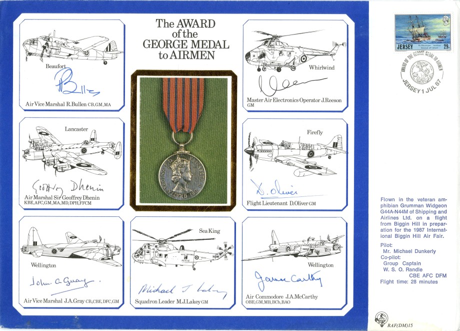 George Medal to Airmen.Large Signed cover