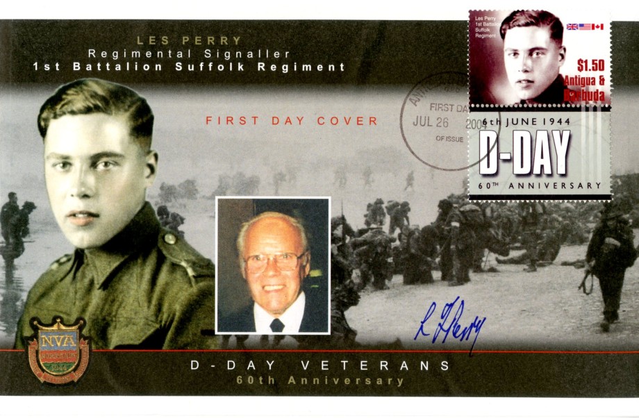 D Day Les Perry Flown Covers Suffolk Regiment