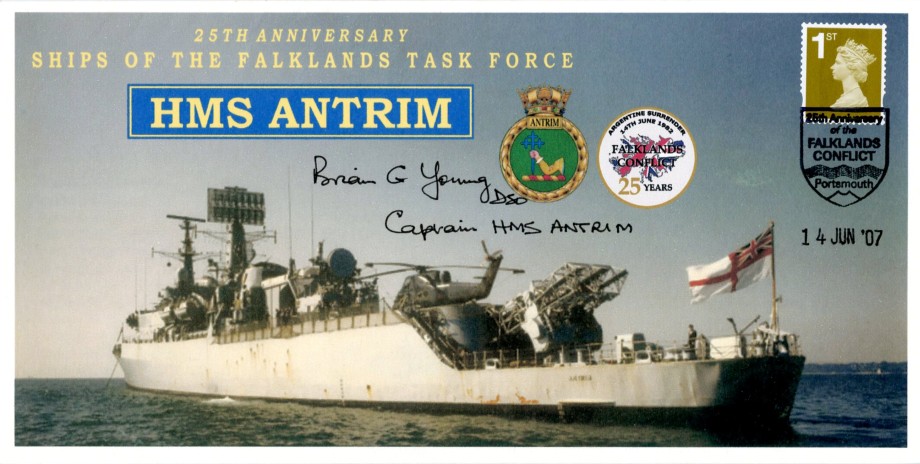 Falklands cover Antrim Sgd. CO Capt.Young 