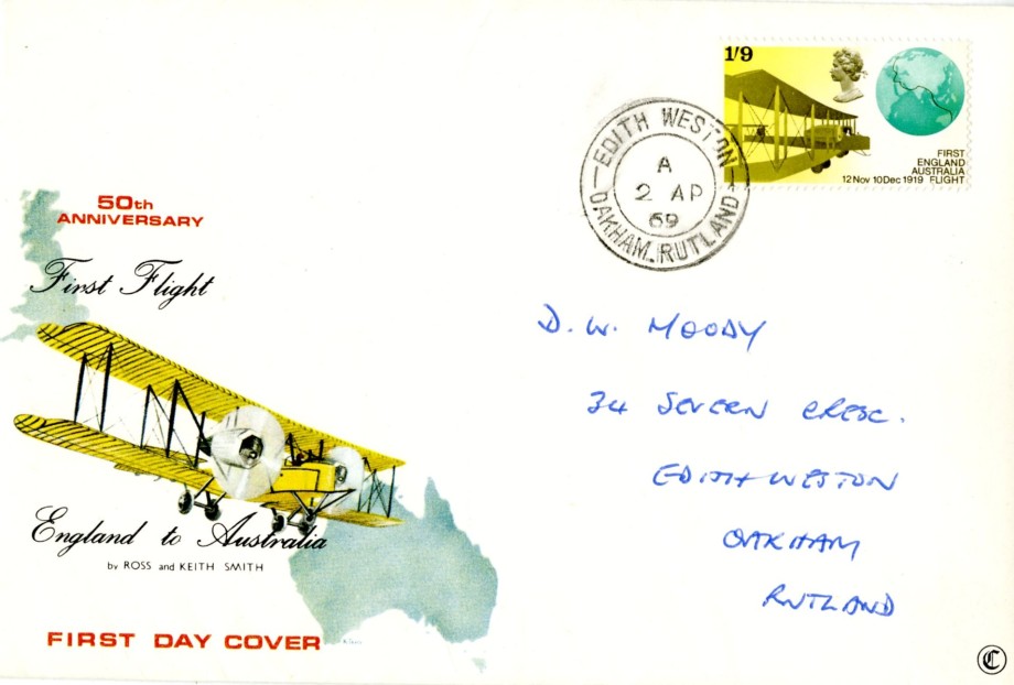 First England to Australia Flight South Western - Oakham - Rutland postmark