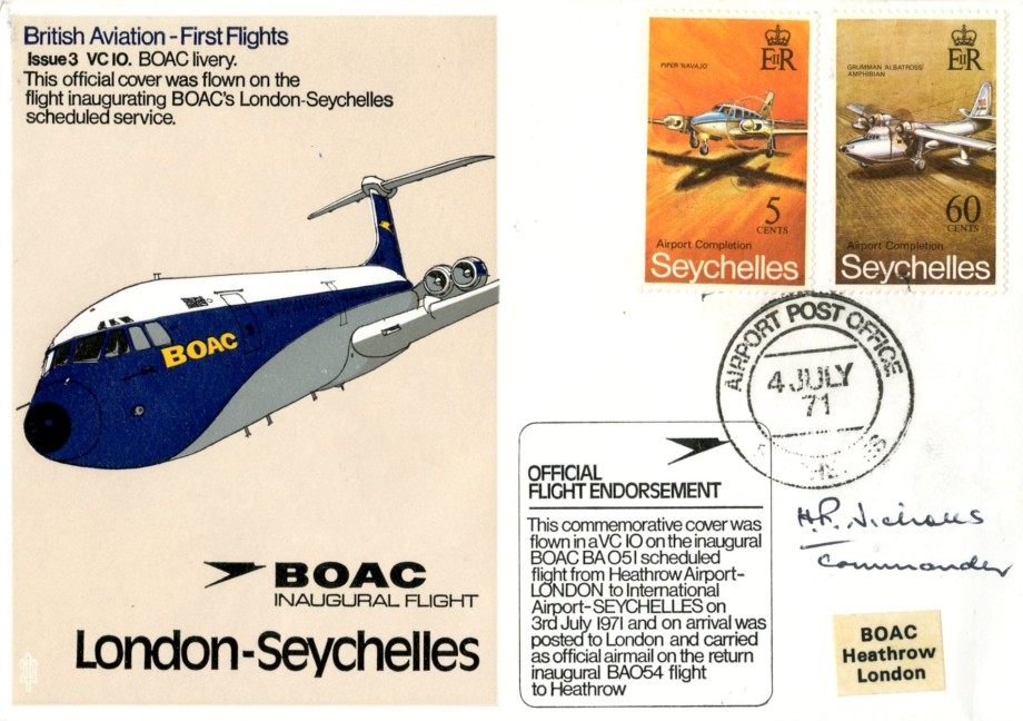 BOAC Inaugral Flight cover Sgd H R Nicholls