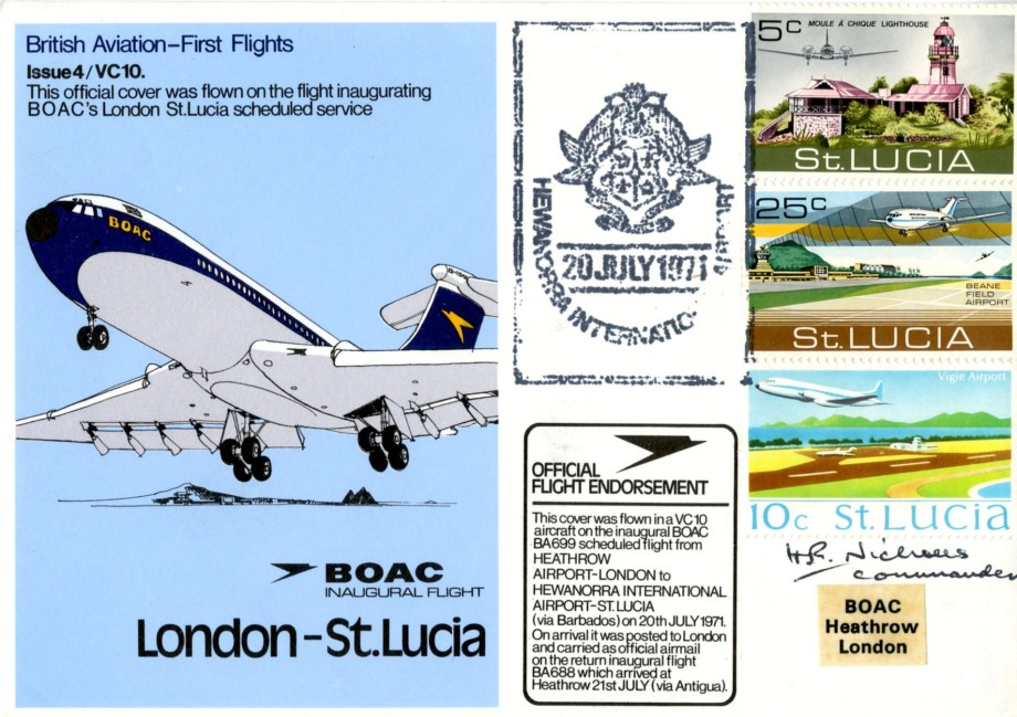 BOAC Inaugral Flight cover Sgd H R Nicholls