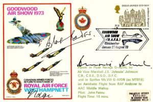 Spitfire RAF Westhampnett Cover Signed Johnnie Johnson and Douglas Bader