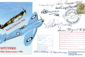 Spitfire Cover Signed By 7 Including E Mansbridge And A Thorogood A BoB Pilot With 89 Squadron