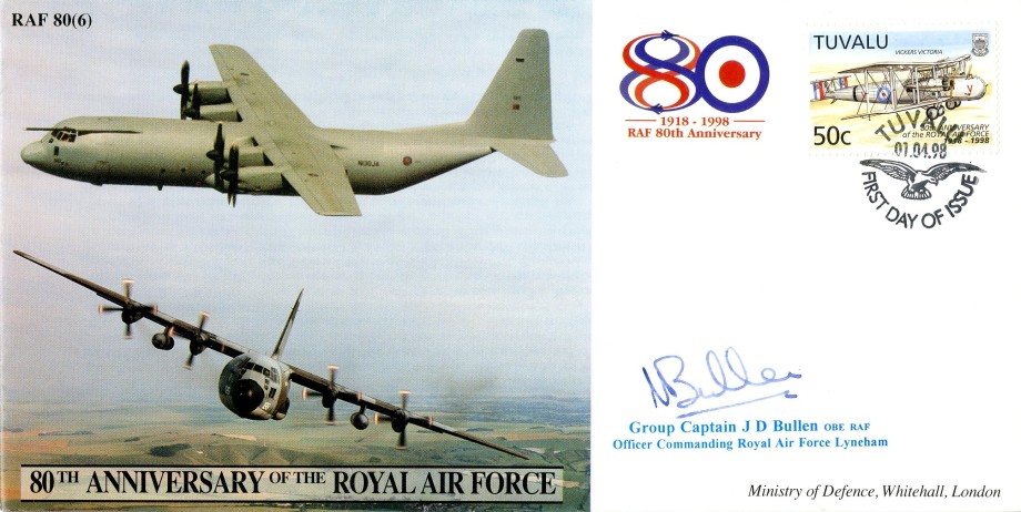 80th Anniversary of the RAF cover Sgd J D Bullen