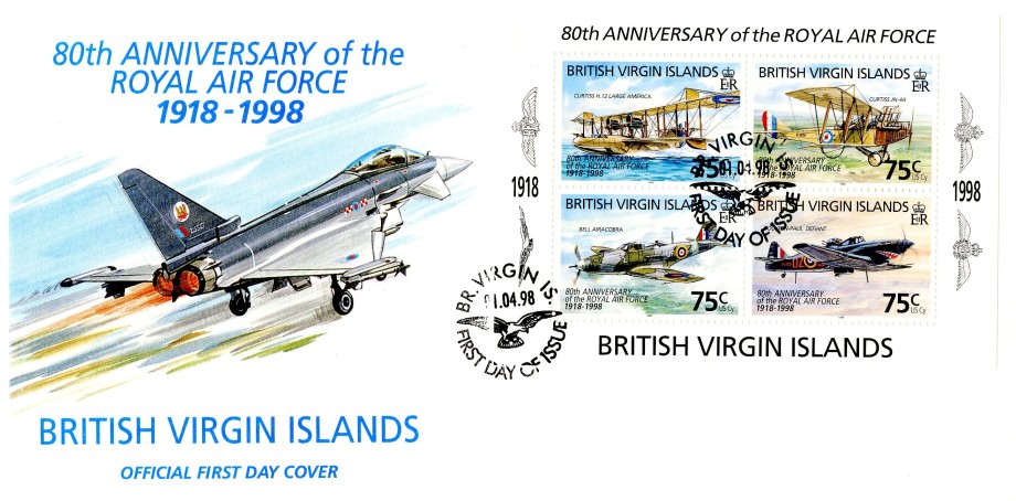 80th Anniversary of the RAF cover BVI FDC