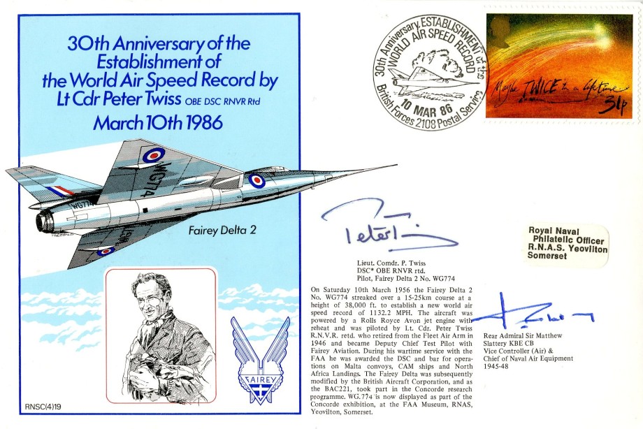 World Air Speed Record cover by Peter Twiss Sgd Peter Twiss and Sir M Slattery