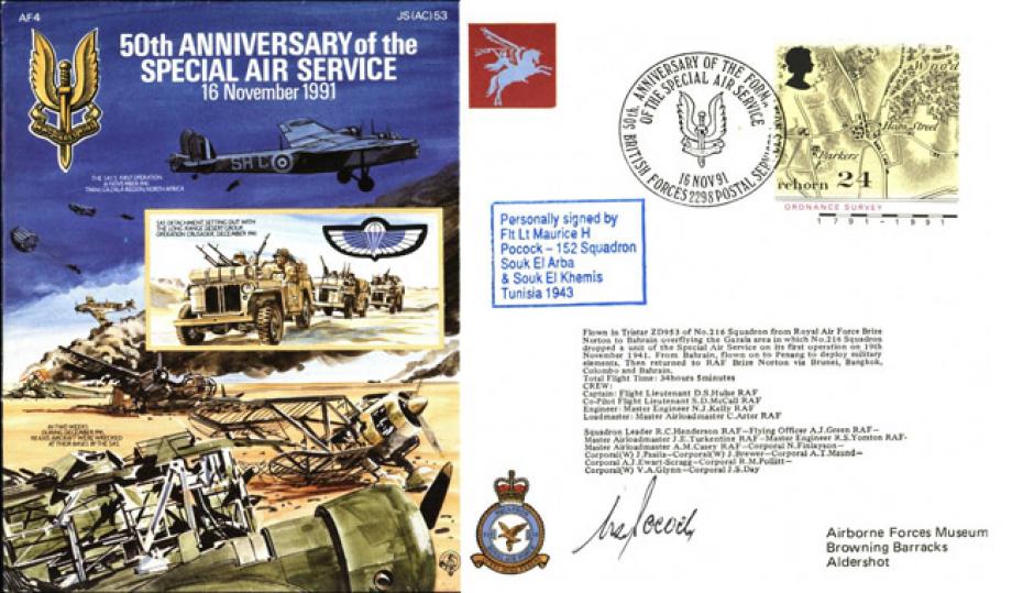 Special Air Service cover Signed M H Pocock a BoB pilot