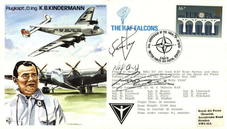 K B Kindermann the Test Pilot cover Sgd RAF Falcons members