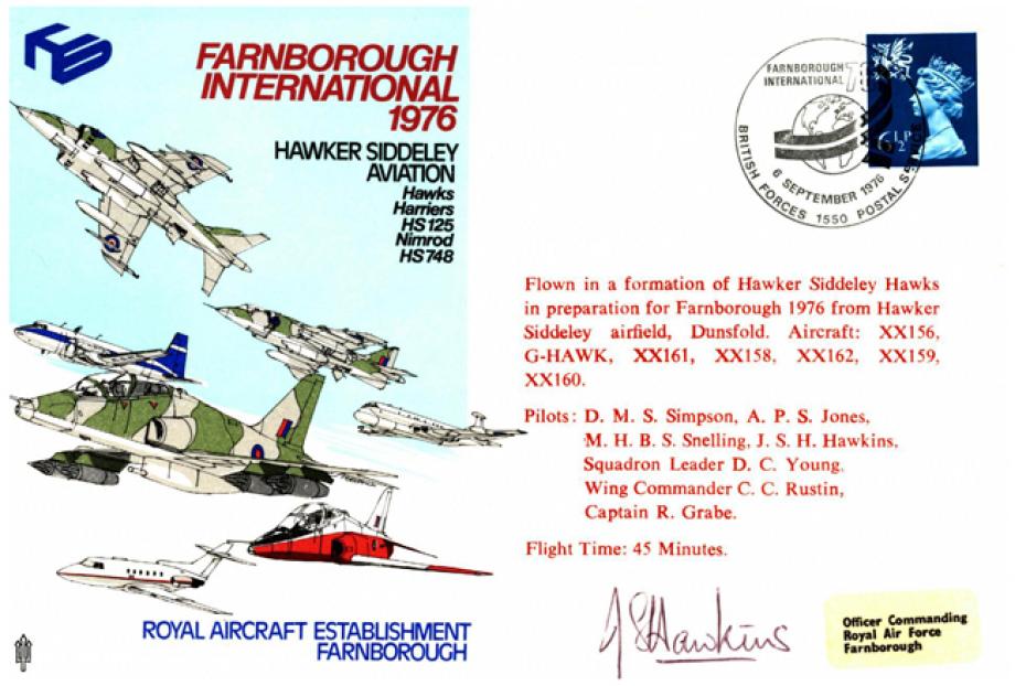 Farnborough International 1976 cover Sgd J S H Hawkins