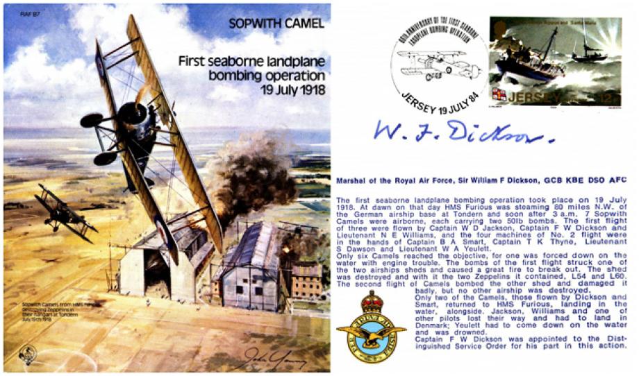 Sopwith Camel cover Signed MRAF Sir W F Dickson WW1