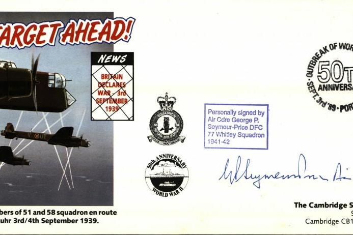 Whitley cover Signed G P Seymour-Price of 77 Squadron