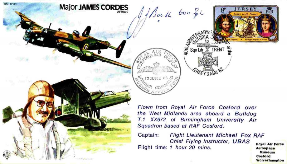 Battle of Britain cover Sgd J J Booth a BoB pilot with 23 Sq and 600 Sq