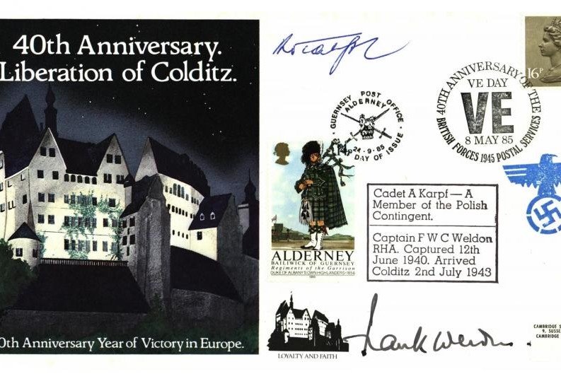 Colditz Cover Signed A Karpf And F Weldon