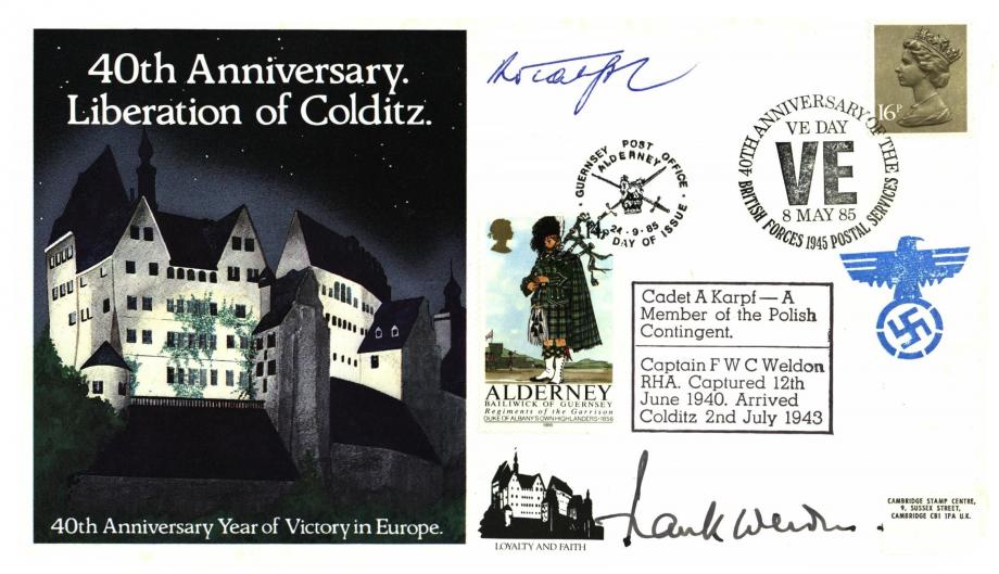 Colditz Cover Signed A Karpf And F Weldon