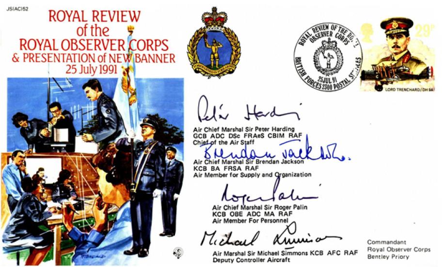 Royal Observer Corps cover Signed by 4 ACMs