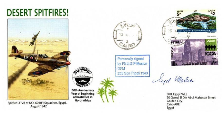 Desert Spitfires Cover Signed By S P Moston Of 285 Squadron Tripoli 1943