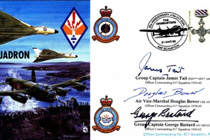 Dambusters 617 Squadron Cover Signed 3 Aircrew Including Tait